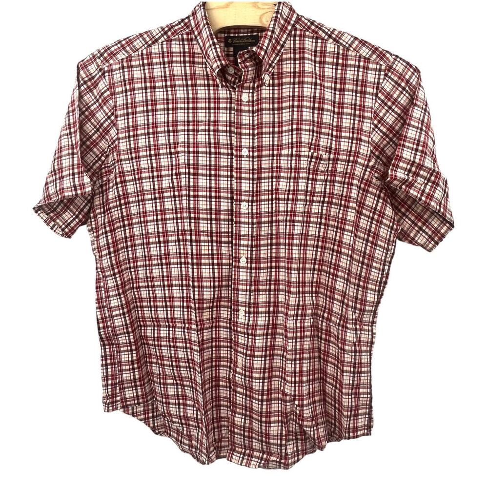 BROOKS BROTHERS Button Down Shirt Short Sleeve XL Red Multicolor Lightweight